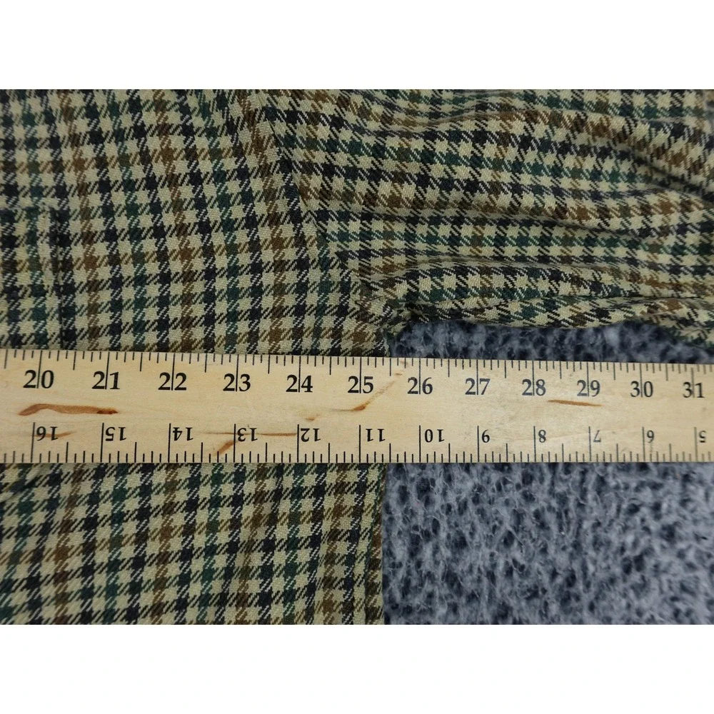 J.Crew Flannel Shirt Mens XL Tan Green Houndstooth Cotton Button Down LS
